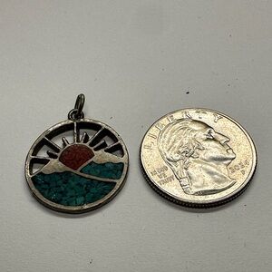 Artisan Sunrise Pendant with Turquoise and Red